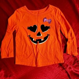 Way to Celebrate Halloween Orange Jack-O-Lantern w/ Bow Pumpkin Top 18M Baby EUC